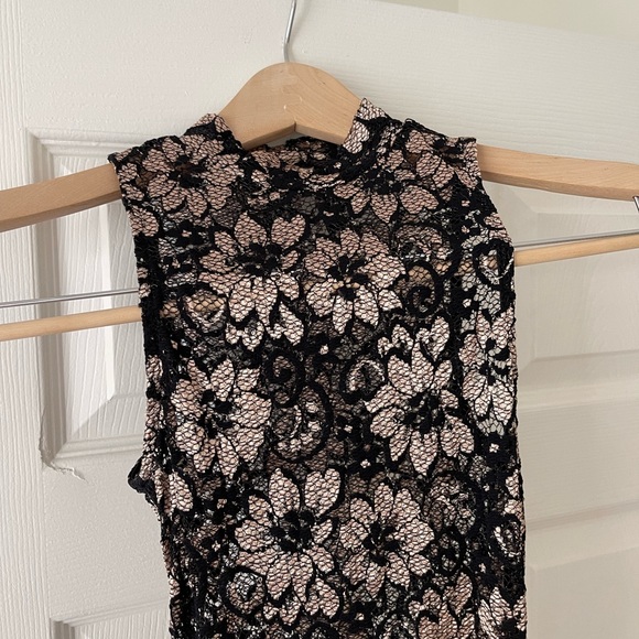 Black Lace Mini Dress Printed Flowers - Picture 7 of 9